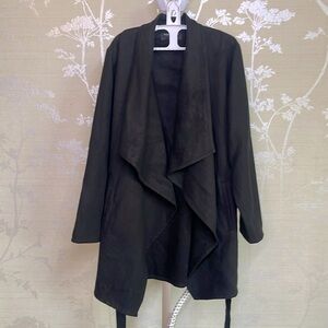 Fashion Nova Black Trench Coat with Waterfall Front